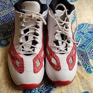 White and Red Athletic Sneakers